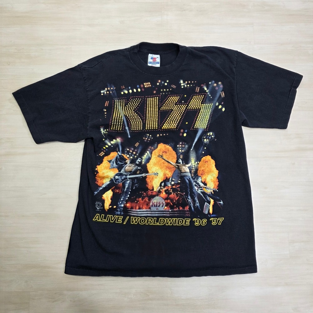 Vintage KISS 1996-1997 'Alive Worldwide' Tour‎ RARE 90s Hottest Band Shirt Large